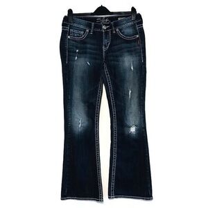 Silver Jeans Distressed Lola 17” Straight Flared Leg Jeans Women’s Size 8 29